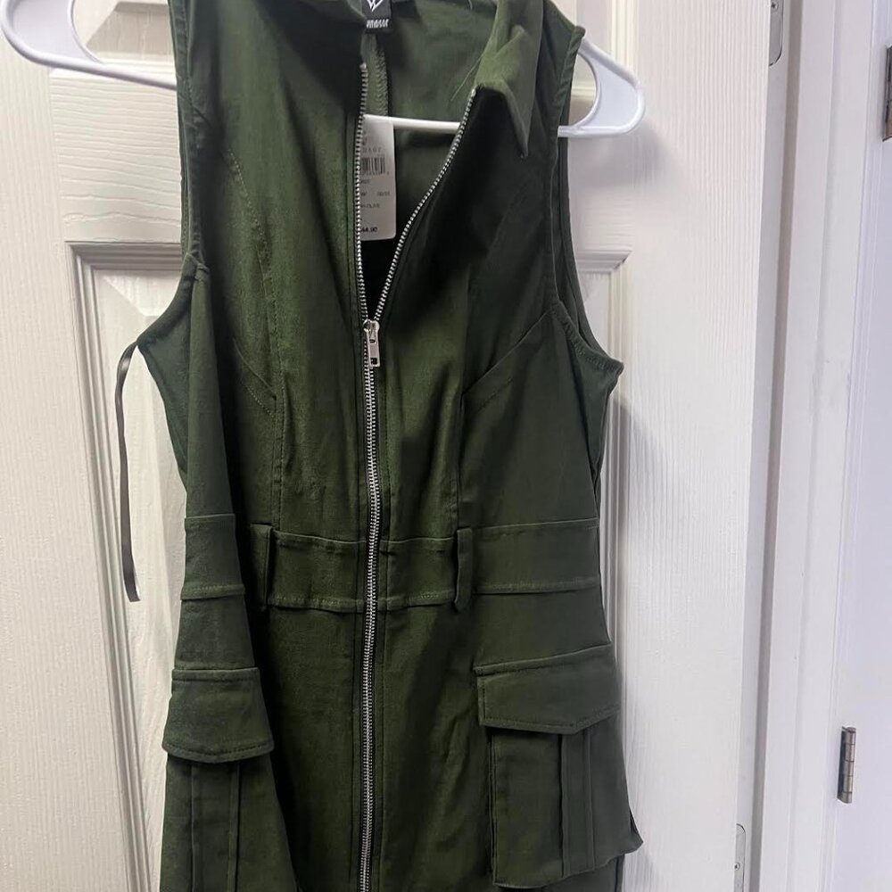 All The Attention Collared Cargo Mini Dress
